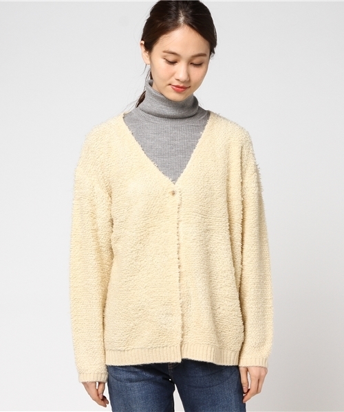 POU DOU DOU（プードゥドゥ）の「ループ編みカーディガン（カーディガン/ボレロ・レディース・アイボリー/ピンク/ダークグレー・3）」の4枚目の写真