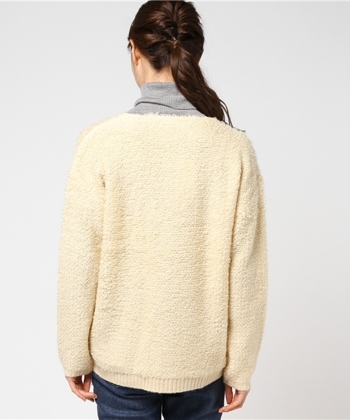 POU DOU DOU（プードゥドゥ）の「ループ編みカーディガン（カーディガン/ボレロ・レディース・アイボリー/ピンク/ダークグレー・3）」の6枚目の写真