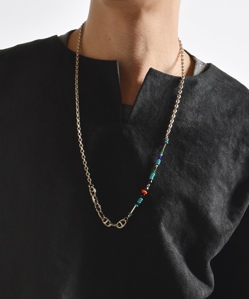 SHIPS JET BLUE（シップスジェットブルー）の「SHIPS JET BLUE: ストーンチェーンネックレス■（ネックレス・メンズ・グリーン/レッド/ブラック/ライトブルー・ONE SIZE）」の4枚目の写真