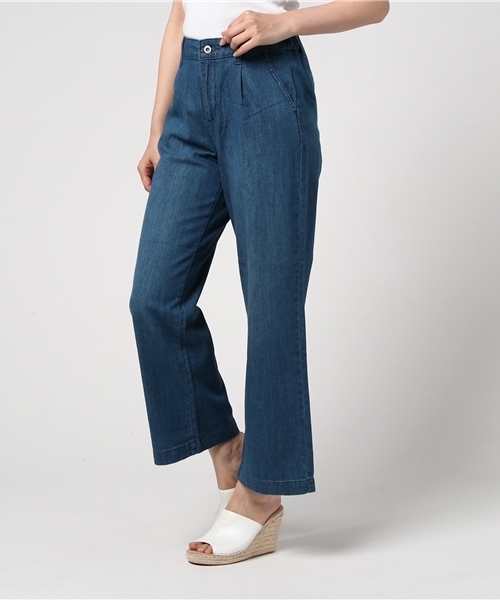 Honeys(ハニーズ)の「デニムワイドロング丈(デニムパンツ・レディース・ライトブルー/オフホワイト/ブルー・M/L/SS/LL/S)」の1枚目の写真