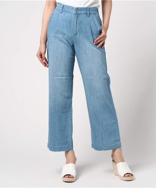 Honeys(ハニーズ)の「デニムワイドロング丈(デニムパンツ・レディース・ライトブルー/オフホワイト/ブルー・M/L/SS/LL/S)」の3枚目の写真