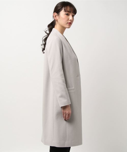 laboratory work(ラボラトリーワーク)の「【JAPAN QUALITY】ノーカラーチェスターコート(チェスターコート・レディース・ブラック/杢グレー/グレイッシュブルー/キャメル/ライトグレー・MEDIUM/SMALL)」の9枚目の写真