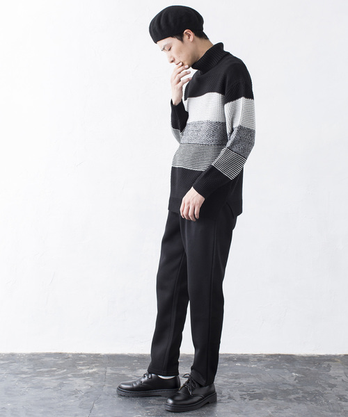 WEGO（ウィゴー）の「WEGO/メランジボーダータートルニット（ニット/セーター・メンズ・ホワイト/ブラック/ネイビー/ワイン・MEDIUM/LARGE）」の14枚目の写真