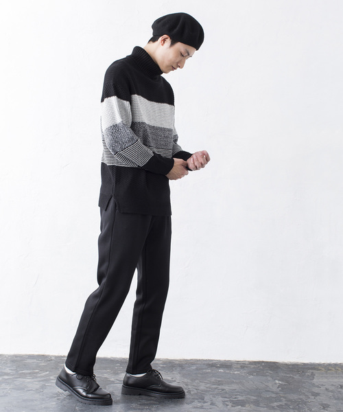 WEGO（ウィゴー）の「WEGO/メランジボーダータートルニット（ニット/セーター・メンズ・ホワイト/ブラック/ネイビー/ワイン・MEDIUM/LARGE）」の15枚目の写真