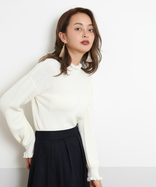FREE'S MART(フリーズマート)の「畦フリルミニハイネックニット(ニット/セーター・レディース・ホワイト/ブラック/ピンク/ホワイト系その他・FREE)」の5枚目の写真