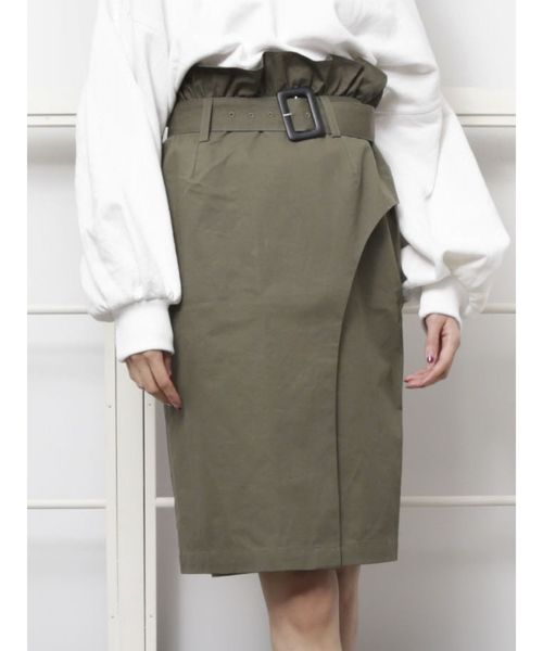 EMODA（エモダ）の「WRAPミディスカート（スカート・レディース・ブラック/ベージュ/カーキ・MEDIUM/SMALL）」の3枚目の写真