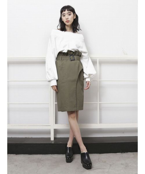 EMODA（エモダ）の「WRAPミディスカート（スカート・レディース・ブラック/ベージュ/カーキ・MEDIUM/SMALL）」の18枚目の写真