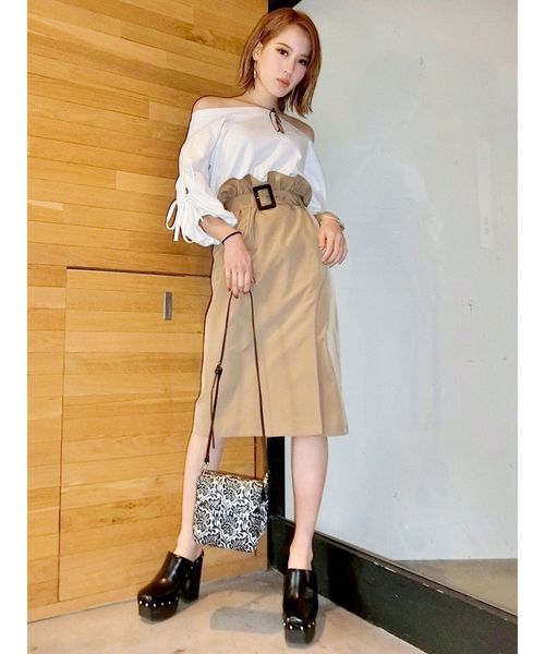 EMODA（エモダ）の「WRAPミディスカート（スカート・レディース・ブラック/ベージュ/カーキ・MEDIUM/SMALL）」の22枚目の写真