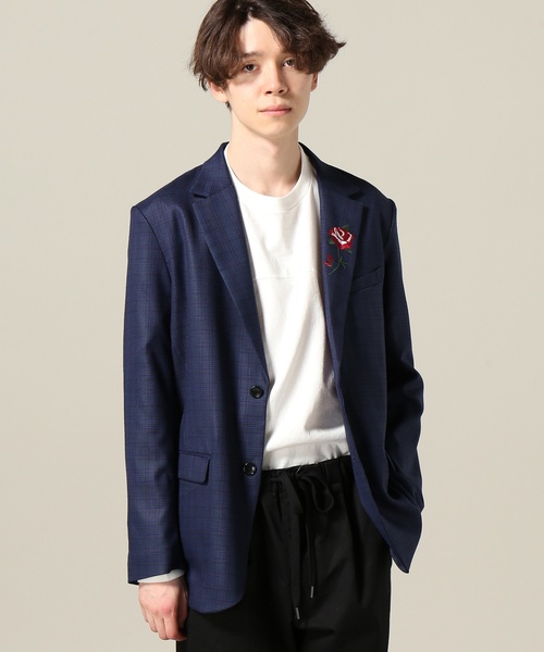 JOINT WORKS(ジョイントワークス)の「エンブロイダリーグレンチェックJKT(テーラードジャケット・メンズ・チャコールグレー/ネイビー・MEDIUM/LARGE)」の1枚目の写真