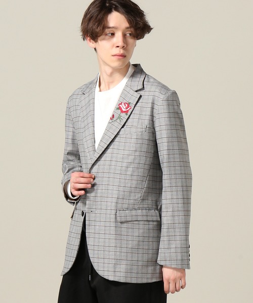 JOINT WORKS(ジョイントワークス)の「エンブロイダリーグレンチェックJKT(テーラードジャケット・メンズ・チャコールグレー/ネイビー・MEDIUM/LARGE)」の2枚目の写真