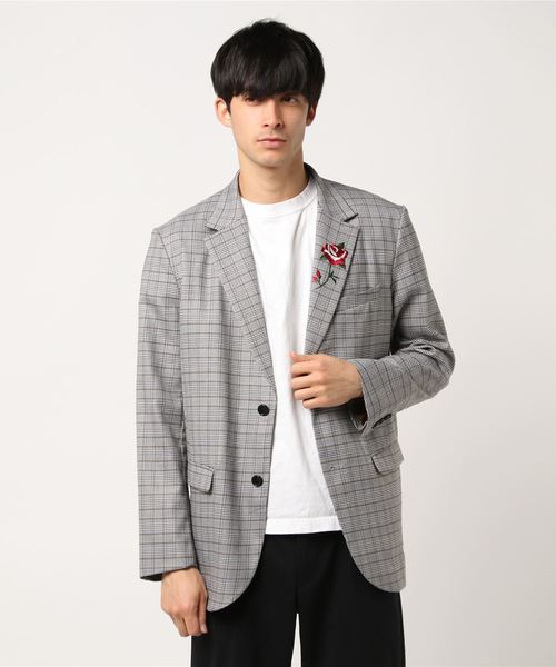 JOINT WORKS(ジョイントワークス)の「エンブロイダリーグレンチェックJKT(テーラードジャケット・メンズ・チャコールグレー/ネイビー・MEDIUM/LARGE)」の6枚目の写真