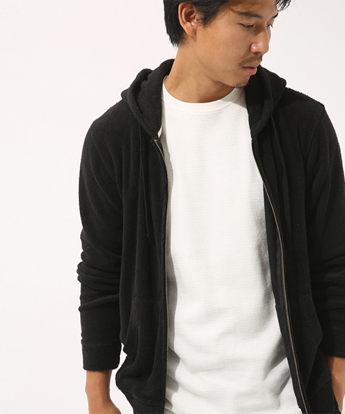 AZUL by moussy（アズールバイマウジー）の「ループパイルZIPパーカー（パーカー・メンズ・ネイビー/ブラック・LARGE/MEDIUM/SMALL）」の2枚目の写真