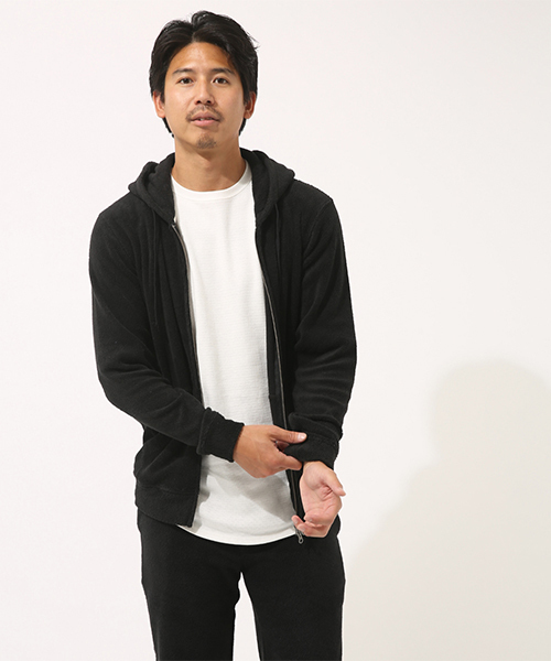 AZUL by moussy（アズールバイマウジー）の「ループパイルZIPパーカー（パーカー・メンズ・ネイビー/ブラック・LARGE/MEDIUM/SMALL）」の3枚目の写真