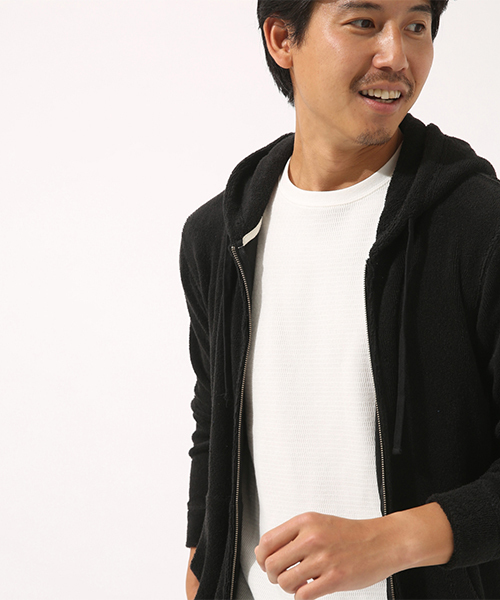 AZUL by moussy（アズールバイマウジー）の「ループパイルZIPパーカー（パーカー・メンズ・ネイビー/ブラック・LARGE/MEDIUM/SMALL）」の4枚目の写真