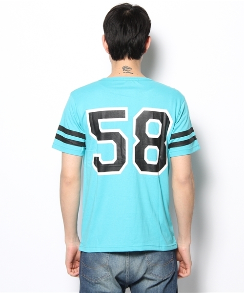 WEGO(ウィゴー)の「WEGO/フットボールTee(S)(Tシャツ/カットソー・メンズ・ブルー/ターコイズブルー/ワイン/ブラック/ホワイト・MEDIUM/LARGE)」の8枚目の写真