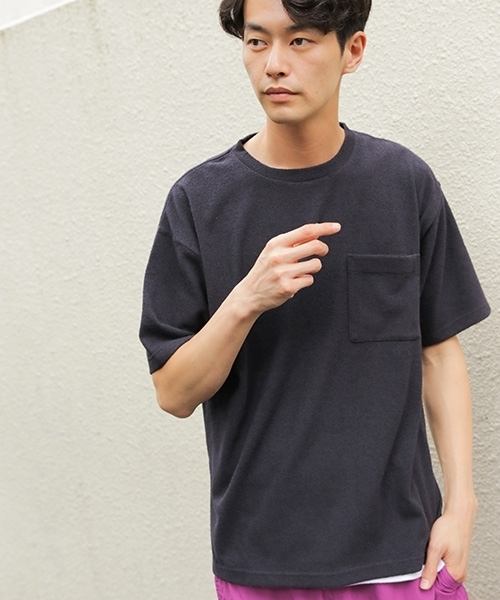 niko and...(ニコアンド)の「カラーブークレTシャツ(Tシャツ/カットソー・メンズ・ネイビー/ブルー/オフホワイト/ピンク・LARGE/MEDIUM)」の1枚目の写真