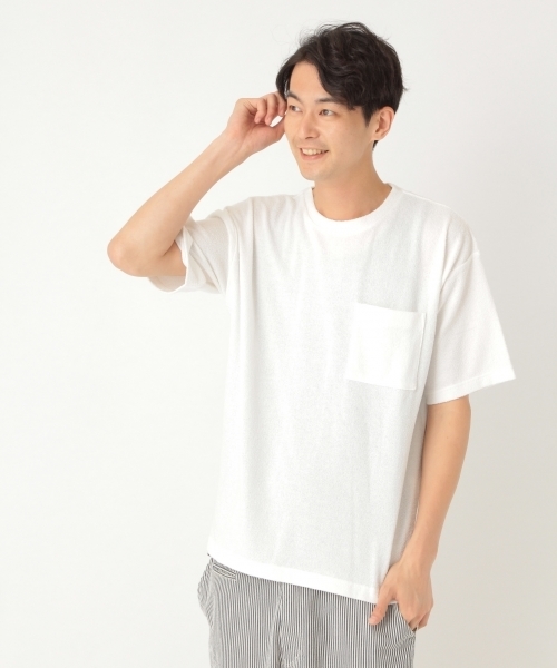niko and...(ニコアンド)の「カラーブークレTシャツ(Tシャツ/カットソー・メンズ・ネイビー/ブルー/オフホワイト/ピンク・LARGE/MEDIUM)」の2枚目の写真