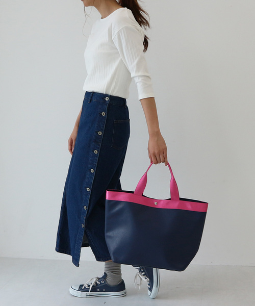 AMERICAN HOLIC（アメリカンホリック）の「BIGテープハンドルトート（トートバッグ・レディース・ネイビー/ブラック/パープル/ピンク/レッド/オフホワイト・FREE）」の21枚目の写真