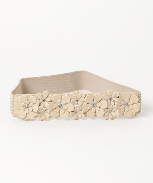 axes femme（アクシーズファム）の「立体お花ゴムベルト（ベルト・レディース・ブラウン/キナリ・MEDIUM）」の5枚目の写真