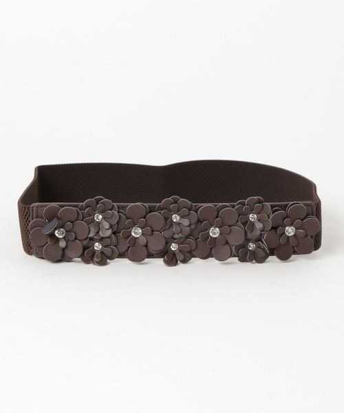 axes femme（アクシーズファム）の「立体お花ゴムベルト（ベルト・レディース・ブラウン/キナリ・MEDIUM）」の4枚目の写真