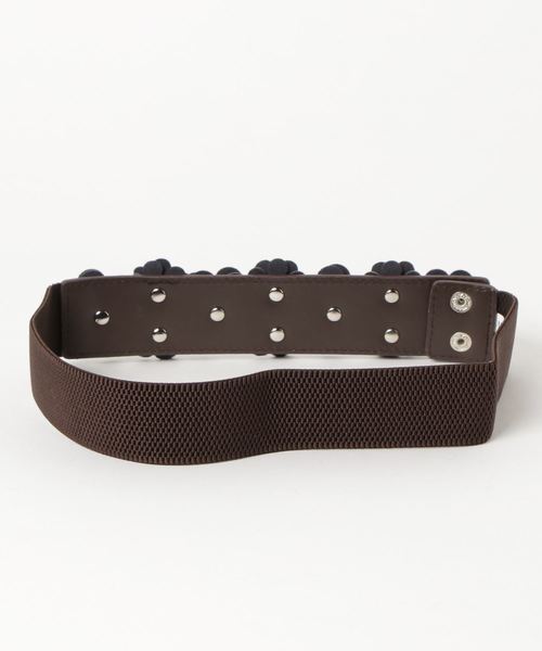 axes femme（アクシーズファム）の「立体お花ゴムベルト（ベルト・レディース・ブラウン/キナリ・MEDIUM）」の6枚目の写真