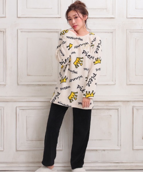 aimerfeel(エメフィール)の「ペアウォームフリース上下セット(ルームウェア/パジャマ)」|イエロー