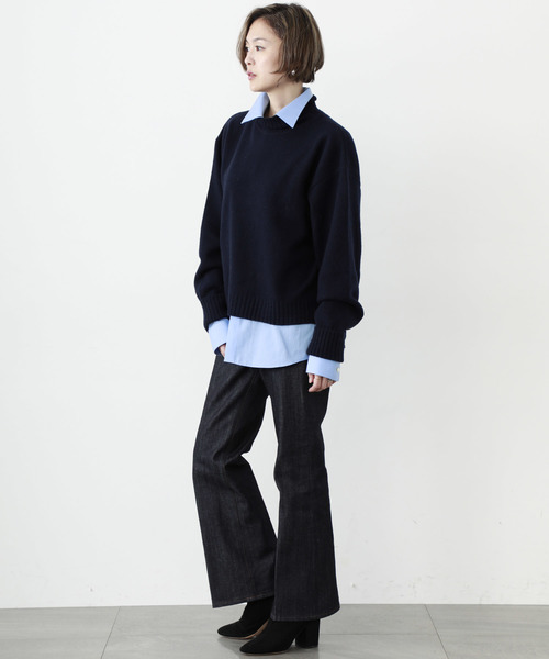 STUDIOUS（ステュディオス）の「【STUDIOUS】ハイネック バックシャン ニット（ニット/セーター・レディース・ベージュ/ネイビー/グレー・FREE）」の7枚目の写真