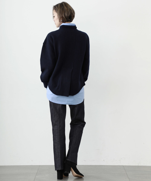 STUDIOUS（ステュディオス）の「【STUDIOUS】ハイネック バックシャン ニット（ニット/セーター・レディース・ベージュ/ネイビー/グレー・FREE）」の14枚目の写真