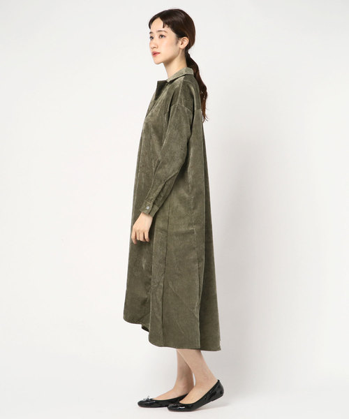 KOBE LETTUCE（コウベレタス）の「コーデュロイスキッパーボリュームロングワンピース＊レディース/シャツワンピース[E1949]神戸レタス（ワンピース・レディース・カーキ/キャメル/ライトベージュ・FREE）」の8枚目の写真