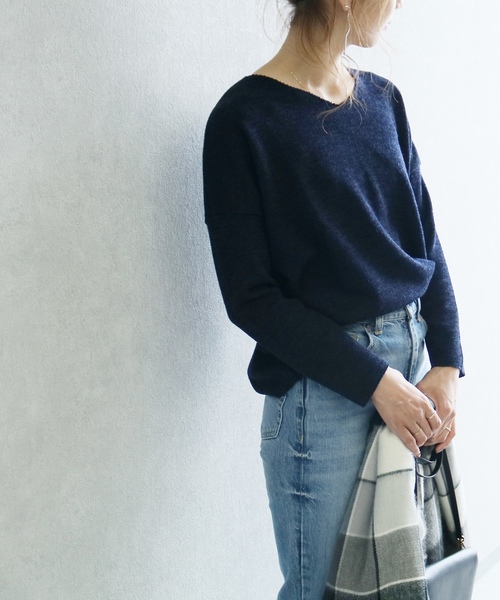 reca（レカ）の「大人Vネックニットトップス（ニット/セーター・レディース・ブラック/ネイビー/オフホワイト/カーキ/ピンク/ブルー系その他/ベージュ・FREE）」の5枚目の写真