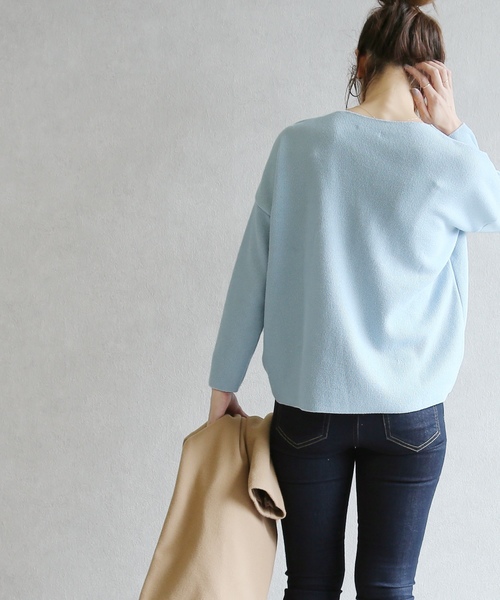 reca（レカ）の「大人Vネックニットトップス（ニット/セーター・レディース・ブラック/ネイビー/オフホワイト/カーキ/ピンク/ブルー系その他/ベージュ・FREE）」の19枚目の写真