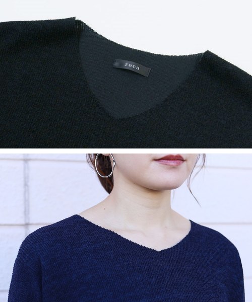 reca（レカ）の「大人Vネックニットトップス（ニット/セーター・レディース・ブラック/ネイビー/オフホワイト/カーキ/ピンク/ブルー系その他/ベージュ・FREE）」の11枚目の写真