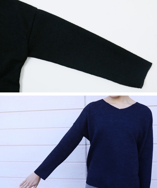 reca（レカ）の「大人Vネックニットトップス（ニット/セーター・レディース・ブラック/ネイビー/オフホワイト/カーキ/ピンク/ブルー系その他/ベージュ・FREE）」の10枚目の写真