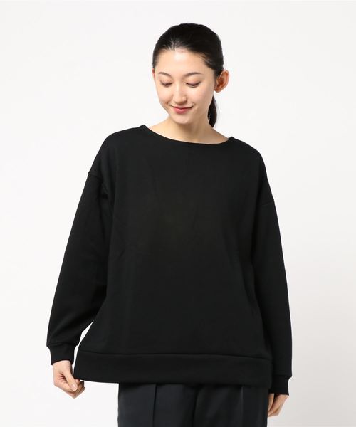 KOBE LETTUCE（コウベレタス）の「まるで着る毛布！暖かさダントツ『ぬく盛り』裏起毛スウェットボートネックドルマンチュニックプルオーバー＊レディース/トレーナー[C3527]神戸レタス（スウェット・レディース・チャコールグレー/ブラック/ダークグリーン/ピンク/グレイッシュベージュ・FREE）」の7枚目の写真