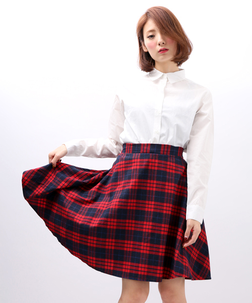 WEGO（ウィゴー）の「WEGO/チェックフレアボリュームスカート（スカート・レディース・グリーン/レッド・FREE）」の2枚目の写真