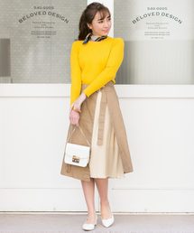 プリーツラップレイヤードミディスカート
