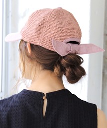 14+ | コマ編みリボンCAP 14+オリジナル バックリボン キャップ レディース 帽子 BIG(キャップ)