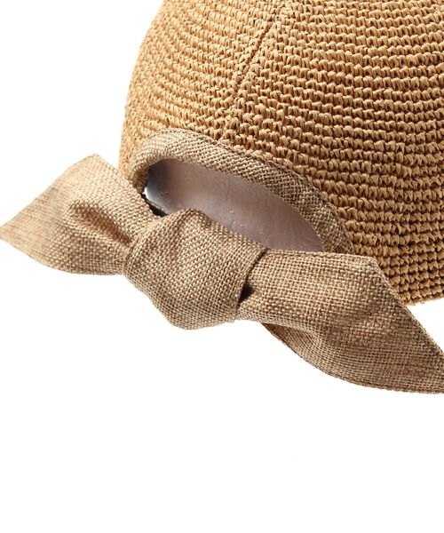 14+（イチヨンプラス）の「コマ編みリボンCAP / バックリボン キャップ（キャップ・レディース・ベージュ/ライトベージュ/スモークピンク/グレー/ブラック・FREE）」の8枚目の写真