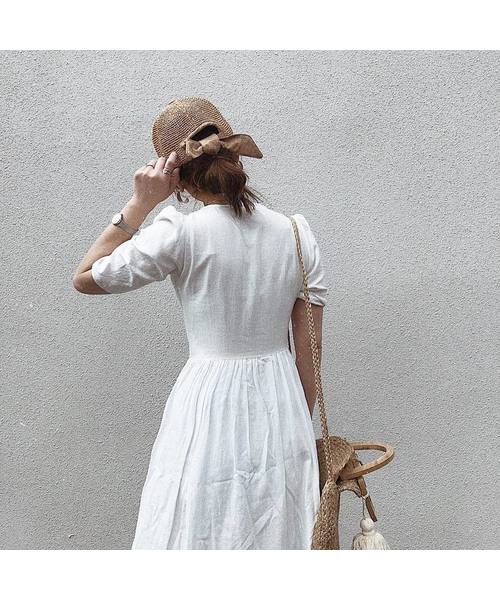 14+（イチヨンプラス）の「コマ編みリボンCAP / バックリボン キャップ（キャップ・レディース・ベージュ/ライトベージュ/スモークピンク/グレー/ブラック・FREE）」の15枚目の写真