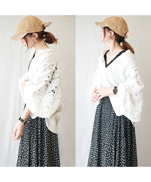 14+（イチヨンプラス）の「コマ編みリボンCAP / バックリボン キャップ（キャップ・レディース・ベージュ/ライトベージュ/スモークピンク/グレー/ブラック・FREE）」の21枚目の写真