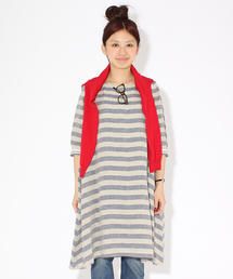 BEAMS BOY | BEAMS BOY / リネン ボーダー 袖ライン 7分 ワンピース(ワンピース)