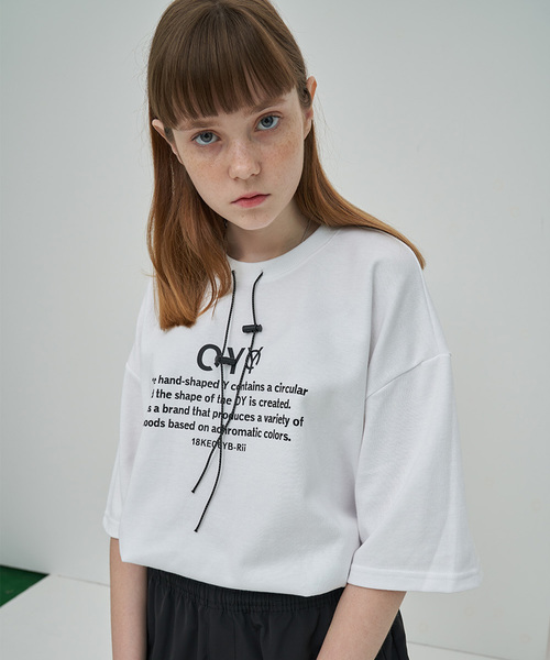 OY（オーワイ）の「ロゴストリング半袖Tシャツ/カットソー（Tシャツ/カットソー・メンズ・ホワイト/ブラック/ライトイエロー・FREE）」の9枚目の写真