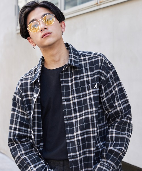 KANGOL�i�J���S�[���j�́uMONO-MART×KANGOL �J���S�[�� �ʒ� �I�[�o�[�T�C�Y�`�F�b�N�V���c/�t�����l���V���c�i�V���c/�u���E�X�j�v�b�u���b�N�n���̑�