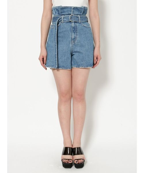 新品タグ付き EMODA エモダ 鋲付きデニムショートパンツ ショートデニム 0 セール】ハイベルトデニムショートパンツ（デニムパンツ