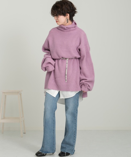 Ambre Neige（アンブルネージュ）の「ゆるハイネックタートル【WEB/EC限定商品】（ニット/セーター・レディース・パープル/グレー/オフホワイト・FREE）」の13枚目の写真