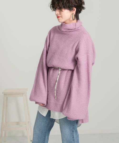 Ambre Neige（アンブルネージュ）の「ゆるハイネックタートル【WEB/EC限定商品】（ニット/セーター・レディース・パープル/グレー/オフホワイト・FREE）」の15枚目の写真