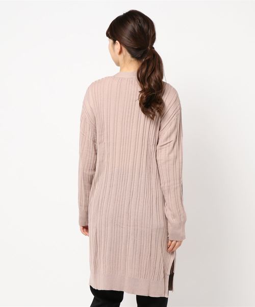BELLUNA PLUS（ベルーナ）の「ランダムストライプ柄ロングカーディガン（その他アウター・レディース・ネイビー/ピンク/ブルー/杢グレー・MEDIUM/LARGE/XX-LARGE/XXX-LARGE/XXXX-LARGE/X-LARGE）」の6枚目の写真
