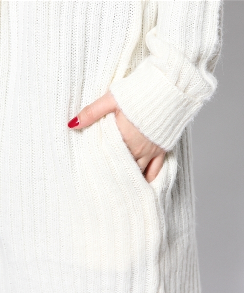 WEGO（ウィゴー）の「WEGO/リブ編みロングカーディガン（カーディガン/ボレロ・レディース・オフホワイト/キャメル・FREE）」の8枚目の写真
