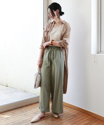 andme | レーヨン長袖シャツワンピース(シャツワンピース)