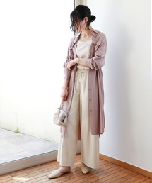 andme | レーヨン長袖シャツワンピース(シャツワンピース)